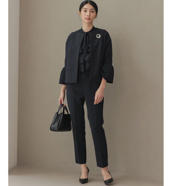 組曲「【KUMIKYOKU NAVY】コンフォータブルドレープ フレアスリーブジャケット」|ノーカラージャケット|