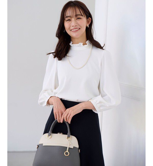 組曲「【KUMIKYOKU NAVY】ジョーゼットシフォン スタンドフリルブラウス」|シャツ・ブラウス|