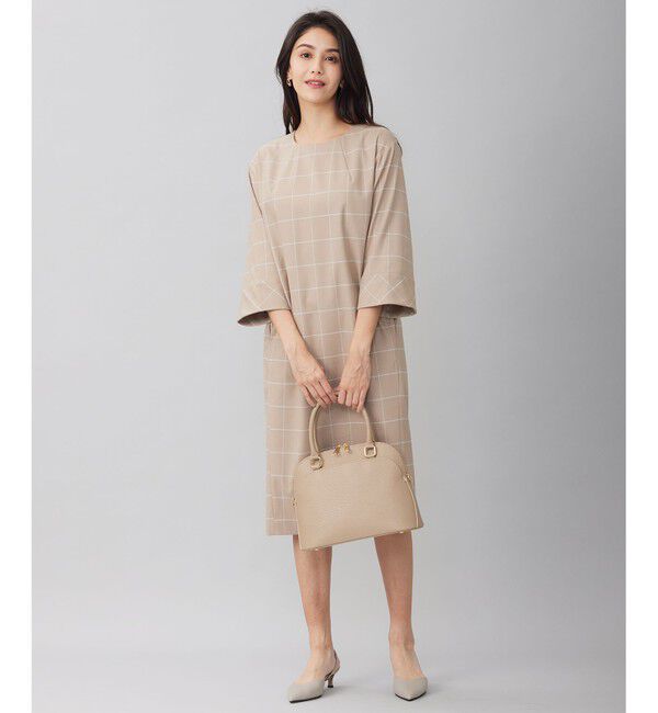 自由区「【洗える】ウィンドウペーンチェック ワンピース」|ワンピース|