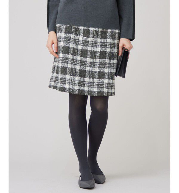 自由区「BALLIループミルドチェック スカート」|スカート|グレー&times;オフ
