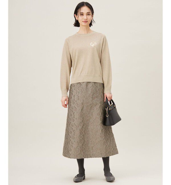 自由区「【洗える】フラワーカットジャガード スカート」|スカート|