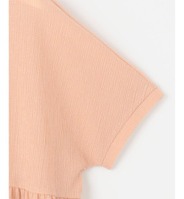 自由区「【洗える】リネンサッカーコンビペプラム カットソー」|Tシャツ・カットソー|