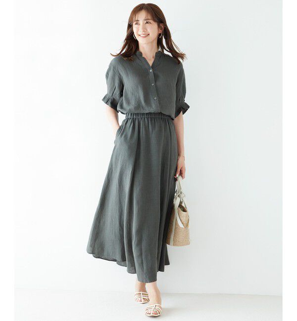 23区「【洗える】LIBECO フレア ロングスカート」|スカート|