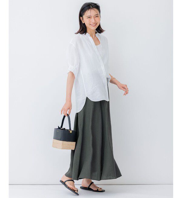 23区「【洗える】LIBECO フレア ロングスカート」|スカート|