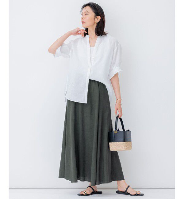 23区「【洗える】LIBECO フレア ロングスカート」|スカート|