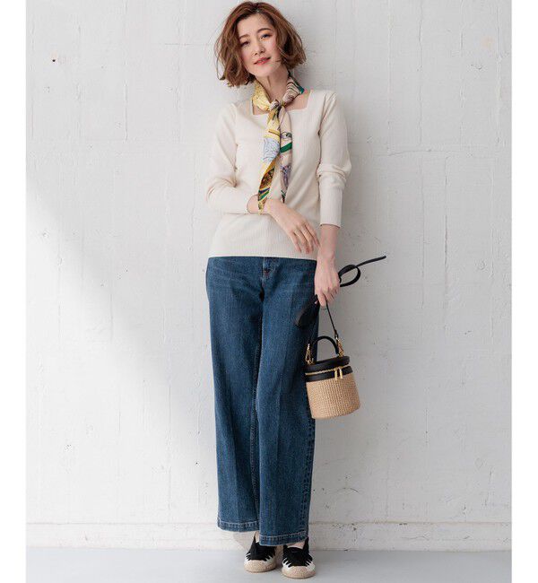 23区「【洗える】コンパクトリブ スクエアネック カットソー」|Tシャツ・カットソー|