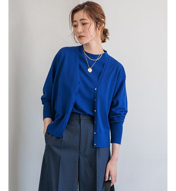 23区「【洗える】ヴィスコースストレッチ ドルマンスリーブ カーディガン」|カーディガン|ブルー系