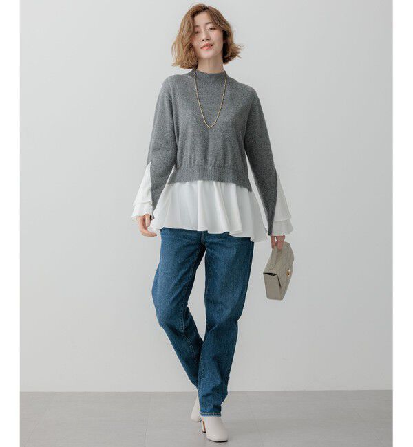 23区「【23区&times;Oggiコラボ】フレアサテンコンビ ラメニット」|ニット・セーター|