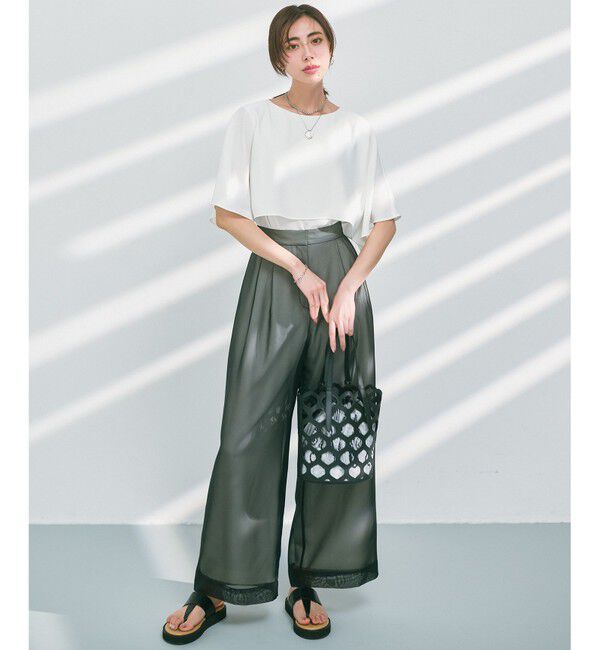 23区「【吸水速乾/UVカット/接触冷感】ストレッチジョーゼット  ケープデザイン カットソー」|Tシャツ・カットソー|