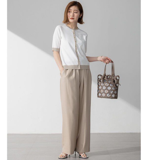 23区「【接触冷感/UVカット/洗える】ドライスラブストレッチ ワイド パンツ」|その他|