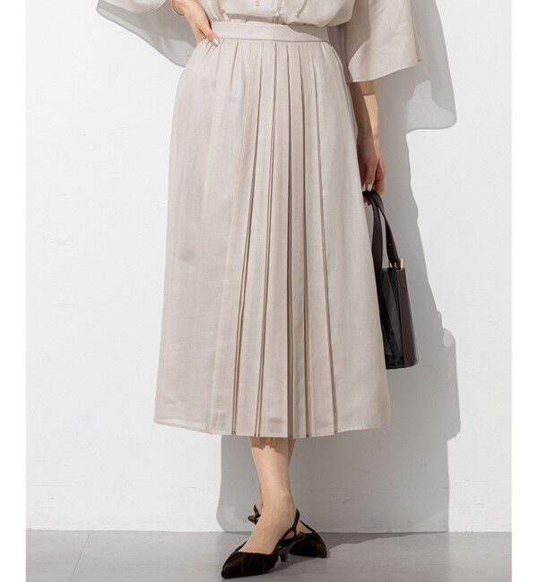 23区「【洗える】ソフトシアーフィルム タック スカート」|スカート|ベージュ系