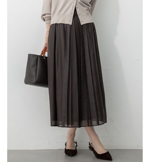 23区「【洗える】ソフトシアーフィルム タック スカート」|スカート|ﾀﾞｰｸﾌﾞ