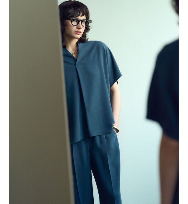 23区「【吸水速乾/UVカット/接触冷感】ストレッチジョーゼット バンドカラー カットソー」|Tシャツ・カットソー|