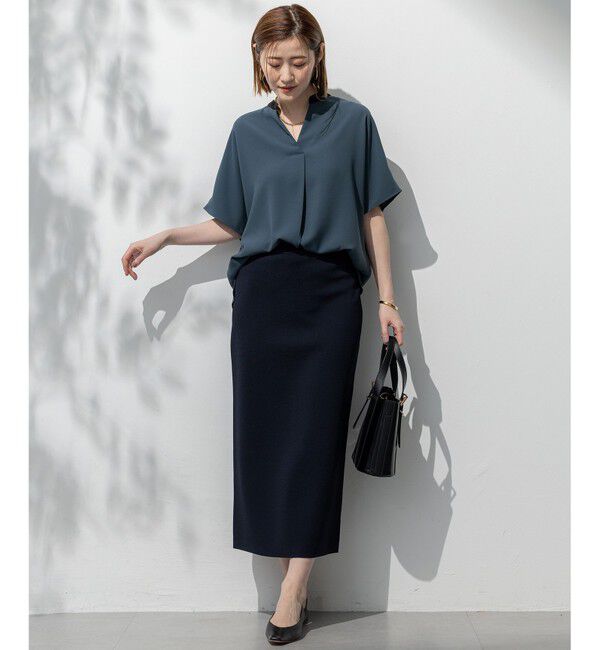 23区「【吸水速乾/UVカット/接触冷感】ストレッチジョーゼット バンドカラー カットソー」|Tシャツ・カットソー|