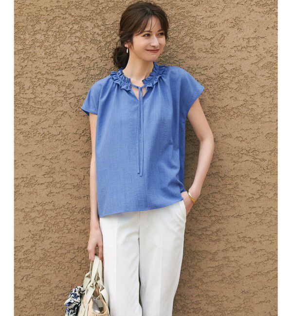 23区「【WEB&一部店舗限定】ライトタンブラー ギャザー フリル ブラウス」|シャツ・ブラウス|