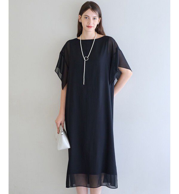 23区「【APPLAUDIR】シフォンジョーゼット コンビドレス」|ドレス|ブラック系