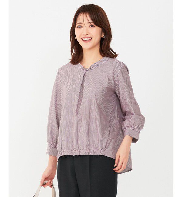 any SiS「【洗える】シルケットジャージーストライプ ブラウス」|Tシャツ・カットソー|ﾎﾞﾙﾄﾞｰ