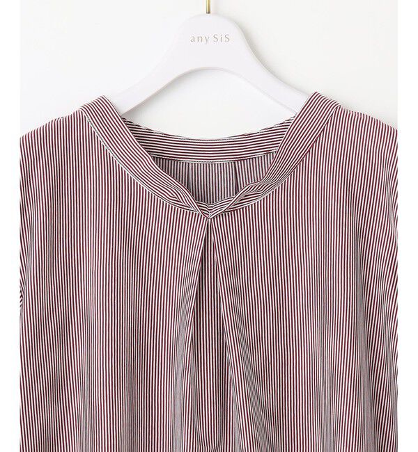 any SiS「【洗える】シルケットジャージーストライプ ブラウス」|Tシャツ・カットソー|