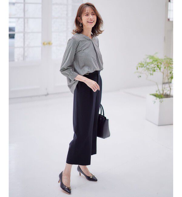 any SiS「【洗える】シルケットジャージーストライプ ブラウス」|Tシャツ・カットソー|