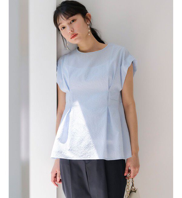 any SiS「【洗える】カラミタンブラータック ブラウス」|シャツ・ブラウス|サックス