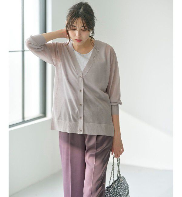 ANY SIS「【洗える】シアーVネック カーディガン」|カーディガン|