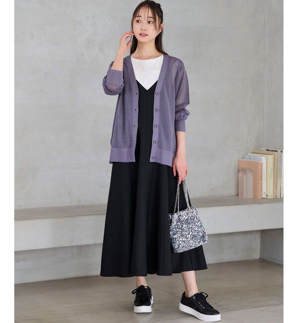 ANY SIS「【洗える】シアーVネック カーディガン」|カーディガン|