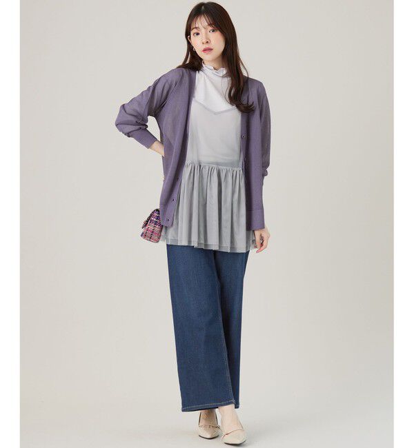 ANY SIS「【洗える】シアーVネック カーディガン」|カーディガン|