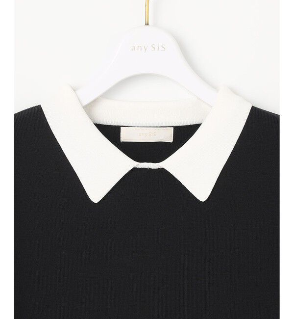 any SiS「【好印象企画】襟配色ニット&times;タックスカートセット」|スーツ|