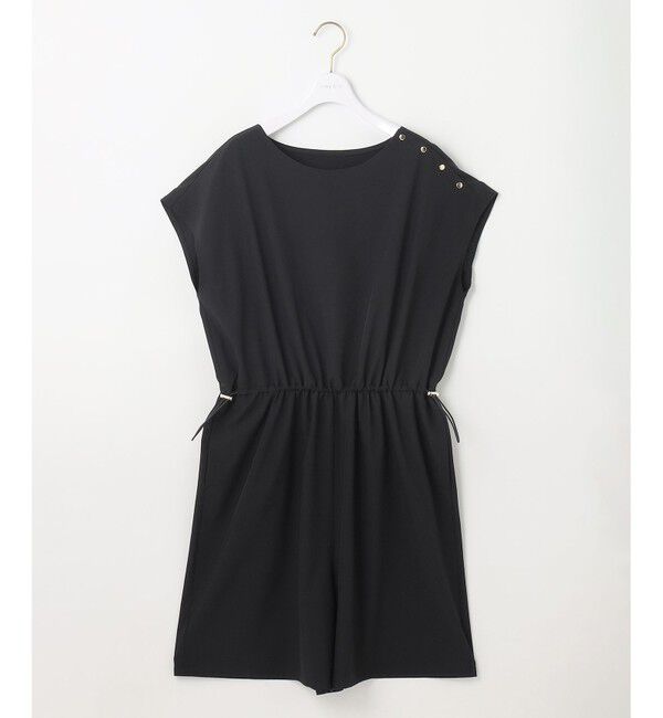 ANY SIS「【撥水・UVカット・洗える】ラッシュガードシリーズ ショートサロペット」|オールインワン|ブラック