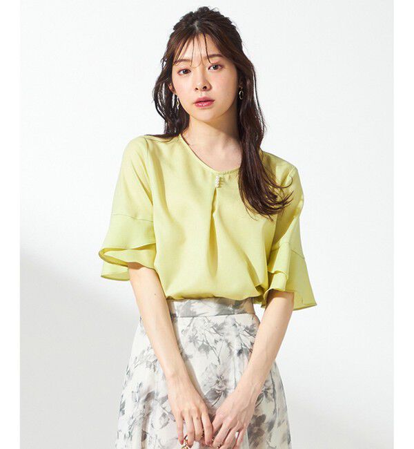 ANY SIS「【接触冷感・UVカット・速乾】スムージーポリエステル フレアスリーブ ブラウス」|シャツ・ブラウス|【WEB限定】ﾗ