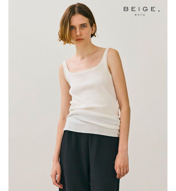 BEIGE,「【BEIGE,ecru/WEB限定・洗える】RIB TOPS /  コットンシルクリブキャミソール」|キャミソール|White