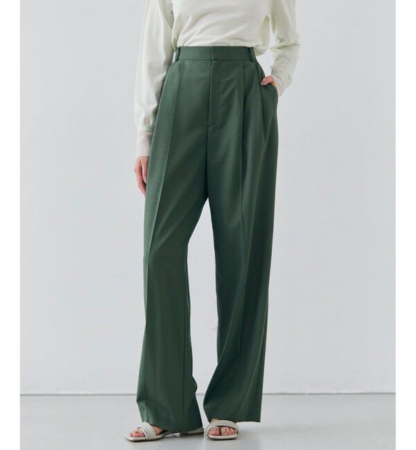 BEIGE,「【GISELe 6月号掲載】OREGANO / サマーウールタックワイドパンツ」|その他|Olive