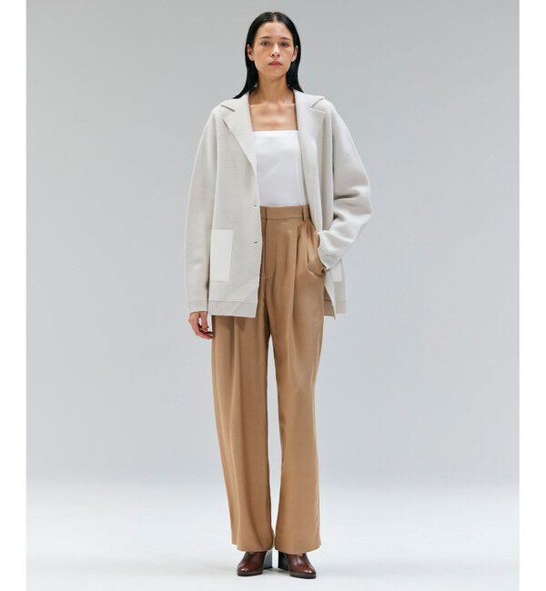 BEIGE,「CHICORA / レザーポケット付きウールニットジャケット」|ニット・セーター|