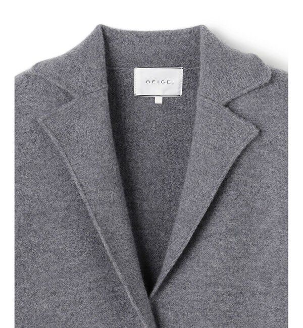 BEIGE,「CHICORA / レザーポケット付きウールニットジャケット」|ニット・セーター|