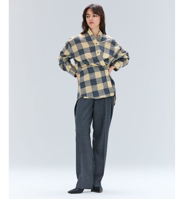 BEIGE,「HOBBS / ウールチェックカシュクールブラウス」|シャツ・ブラウス|