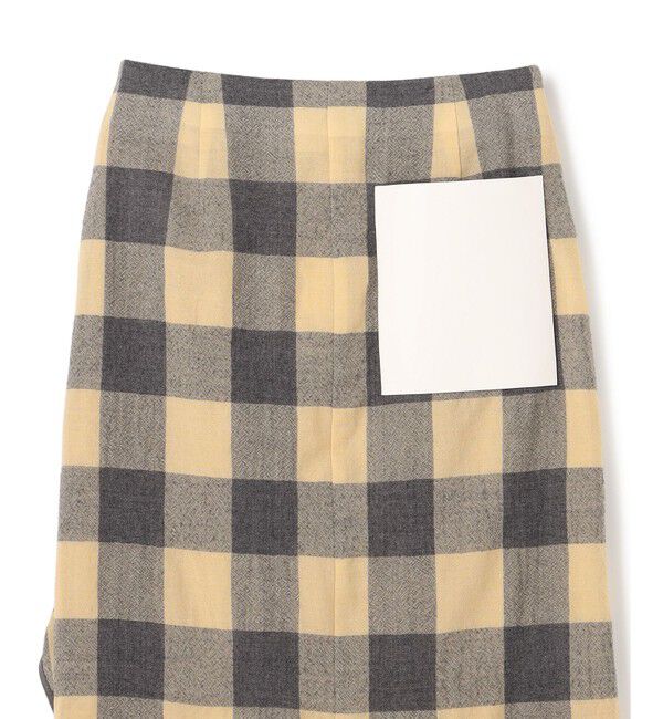 BEIGE,「HOBBS / フェイクレザーポケットウールチェックラップスカート」|スカート|