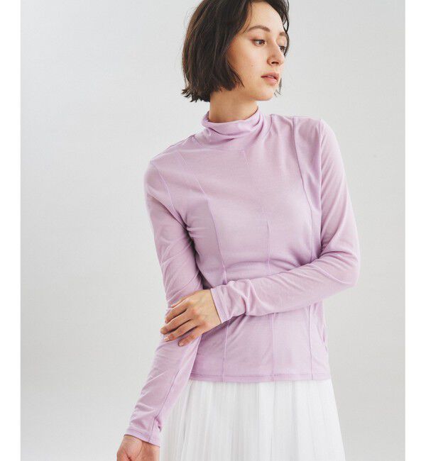  「シアー切替トップ」|Tシャツ・カットソー|ラベンダー