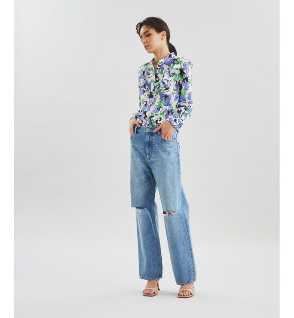  「ペイントフラワーブラウス」|シャツ・ブラウス|ホワイト