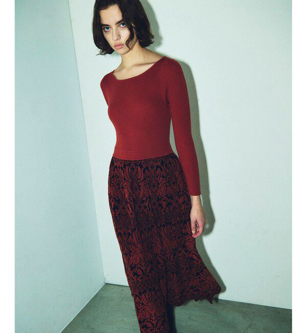 GRACE CONTINENTAL「フラワープリーツニットワンピース」|ワンピース|