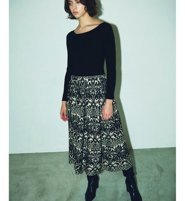 GRACE CONTINENTAL「フラワープリーツニットワンピース」|ワンピース|