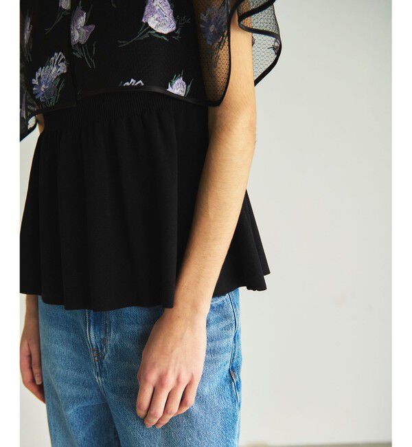 GRACE CONTINENTAL「刺繍ケープニットトップ」|ニット・セーター|