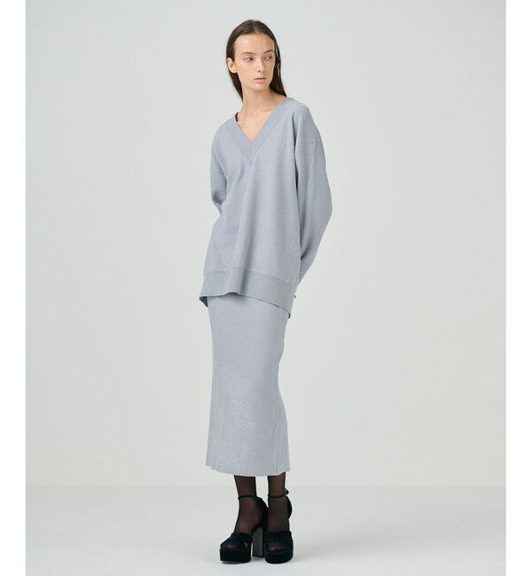 GRACE CONTINENTAL「ラメタイトニットスカート」|スカート|グレー