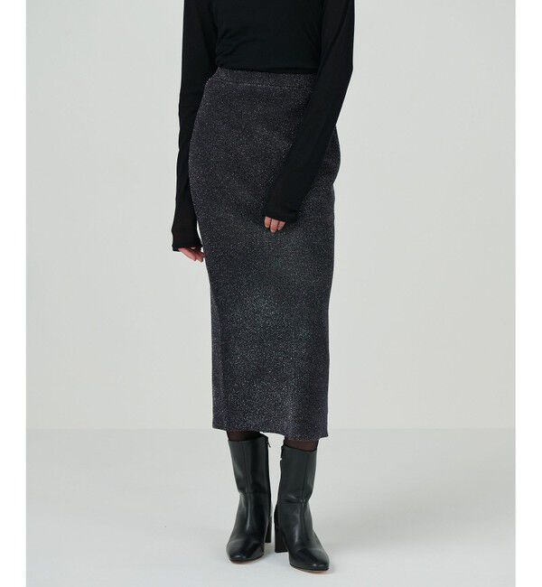 GRACE CONTINENTAL「ラメタイトニットスカート」|スカート|ブラック
