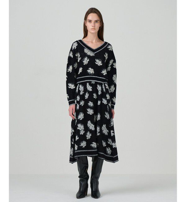 GRACE CONTINENTAL「ラメフローラルニットスカート」|スカート|