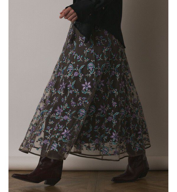 GRACE CONTINENTAL「サラサ刺繍チュールスカート」|スカート|