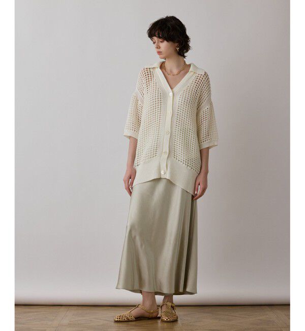 GRACE CONTINENTAL「メッシュスキッパーニットカーディガン」|カーディガン|