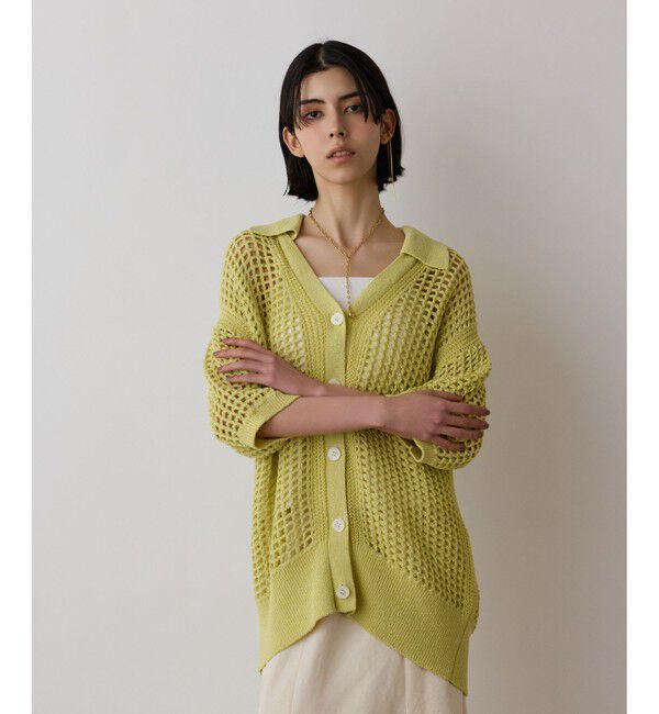 GRACE CONTINENTAL「メッシュスキッパーニットカーディガン」|カーディガン|