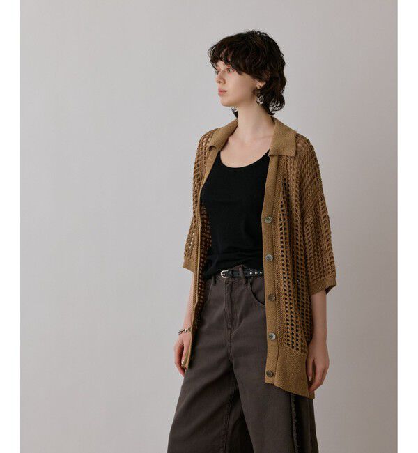 GRACE CONTINENTAL「メッシュスキッパーニットカーディガン」|カーディガン|