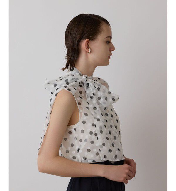 GRACE CONTINENTAL「ドットオパールボウタイノースリーブ」|シャツ・ブラウス|