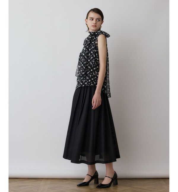 GRACE CONTINENTAL「ドットオパールボウタイノースリーブ」|シャツ・ブラウス|ブラック